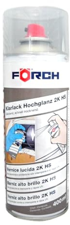 FORCH Barniz Alto Brillo HS, Revestimiento Transparente para Faros de Coche, pilo traseros y cupulas de moto, Secado Rápido, Acabado Brillante, 400 ml