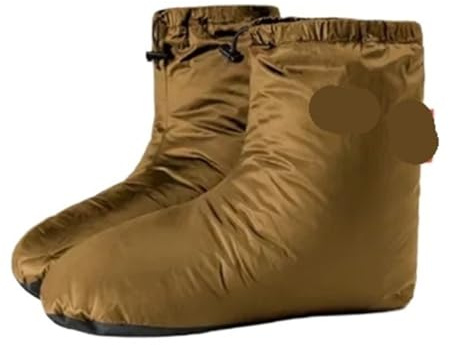 Zapatilla de plumón Pato, Botas cálidas Invierno, Impermeables, a Prueba Viento, Cubierta térmica for pies, Accesorios ultraligeros for Saco Dormir para Casa,Dormitorio(Brown -M)