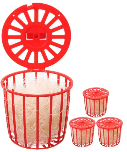 BESPORTBLE Litière pour Oiseaux en Cage Rouge 4pcs en Plastique et Jute Respirante Facile à Installer pour Animalerie et Zoo