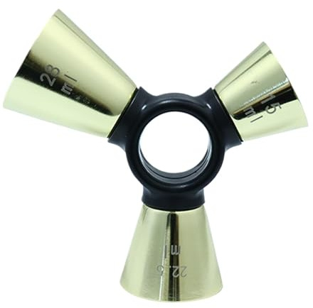 Jigger para barman - Extremo de acero inoxidable, nivel de base ergonómico preciso e inclinado | Capacidad dividida de 4 oz, 2 unidades de medida laterales, 1 almohadilla inferior pesada para los