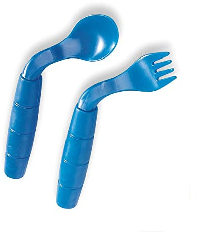 HOMECRAFT EasiEaters Children's Curved Fork and Spoon Set, Left Handed Children's Cutlery, Colour of Set May Vary