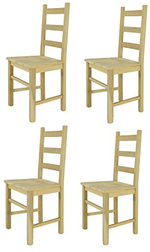 t m c s Tommychairs - 4er Set Stühle Rustica für Küche und Esszimmer, robuste Struktur aus poliertem Buchenholz, unbehandelt und 100% natürlich, Sitzfläche aus poliertem Holz