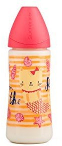 SUAVINEX IN THE SEA BIBERON COLLO LARGO CON TETTARELLA ANATOMICA IN SILICONE 6M+ 360 ML - GATTO SIRENA ROSA