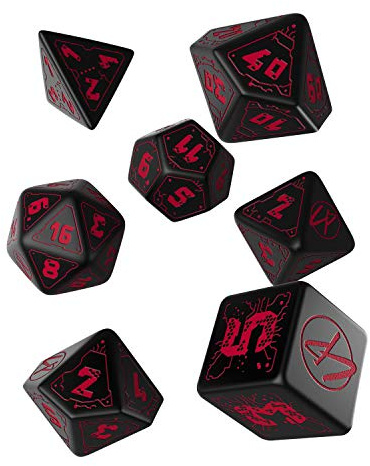 Q-Workshop CPU06 - Cyberpunk RPG Red Dice Set (7), 2.4 x 16.4 x 10.4 cm