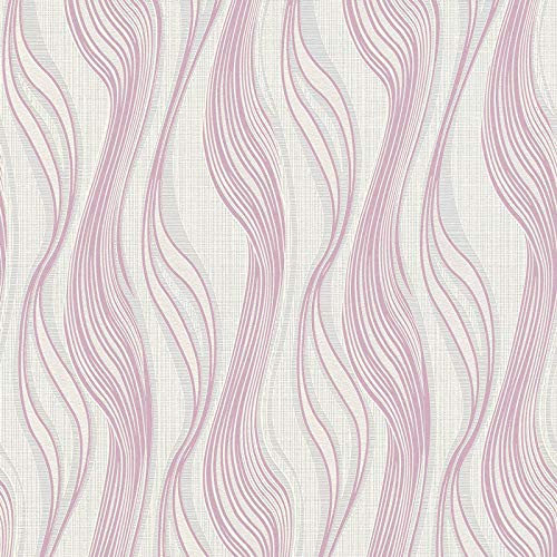 BRICOFLOR Papier peint intissé | Papier peint rayures - Papier peint chambre fille - Gris, Argent, Blanc | Taille 10,05 x 0,53 m = 5.33 m² BR371409P679TRL