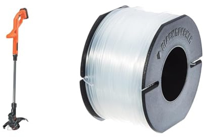 Black+Decker Rasentrimmer (18V 1,5Ah, 25 cm Schnittbreite, AFS Reflex Fadenverlängerung, für kleine und mittlere Gärten) & Ersatzfaden Reflex (für Gartentrimmer, 50 m Länge, 1,5 mm Durchmesser) A6171