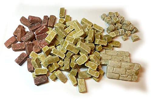 Krippenbausatz Genezareth – Basisset Steine Mauer – mit 85 Rechtecken (Sinai), 25 quadratischen Steinen (Sinai), Zwei 3-reihigen Modulen und 20 Rechtecken (Ziegelrot)