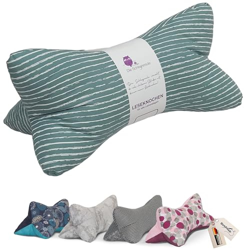 Leseknochen Nackenkissen Handmade in D, waschbar (Stripy altmint)
