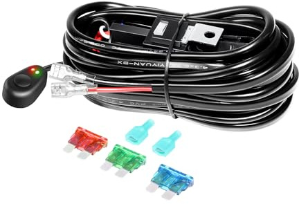 RIGIDON 1 lead 12V 18AWG CC cableado kit de barra de luz led, faros trabajo | 40A, cable de 3 metros, luz antiniebla, arnés de encendido/apagado de relé de fusible, para off road camión coche SUV ATV 4x4