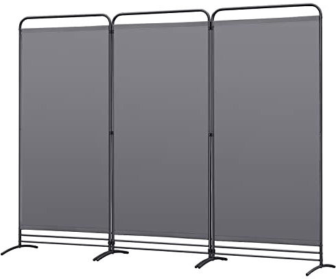 Angel Living Paravent 3 Teilig Klappbar Raumteiler Freistehend Sichtschutzwand Raumteiler Stellwand Trennwand Sichtschutz für Büros, Balkon,Schlafzimmer,Außengarten,243cm x 180cm Grau