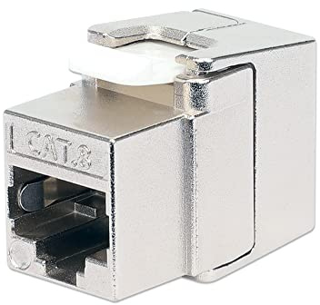 Intellinet Cat8.1 40G Keystone Module STP, Shielded and Tool-Free - RJ45 Premium Module for 25G/40G and PoE++ - Ideal for ToR and MoR Data Center Cabling - Metal Housing - Silver