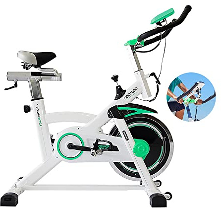 Cecotec Vélo d'intérieur professionnel Extreme X. Volant d'inertie de 16 kg, niveaux de résistance variables, cardiofréquencemètre, guidon et selle réglables, écran LCD, roues de transport
