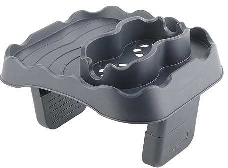 Hot Tub Table Tray, Adjustable Anti-Slip Drink Holder with Drain Holes for Spa Side Table, Grey Portable Poolside Accessory for Outdoor Patio Relaxation