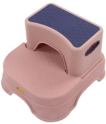 Kinderhocker PP Kunststoff Tritthocker 35 x 32 x 24 cm Zweistufiger Tritt rutschfest Kinder Küchenhocker Toiletten Töpfchen Trainingshocker Fußhocker für Kleinkinder(Rosa)