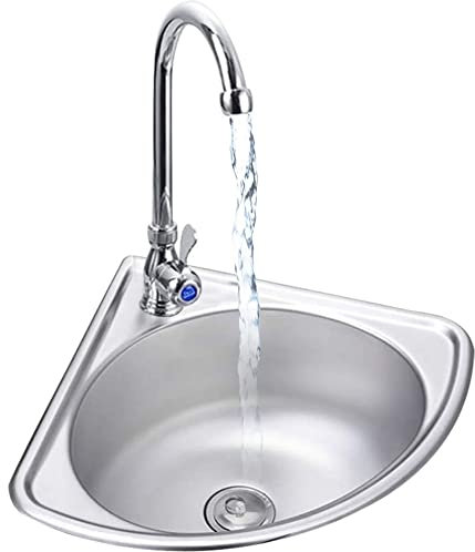 Handwaschbecken aus Edelstahl mit Halterung, Handwaschbecken zur Wandmontage, Mini-Eckwaschbecken für Badezimmer, Labore, Wohnmobile (Farbe: Silber, Größe: Kit#A)