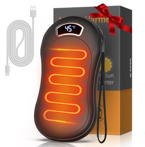 BNEHHOV 1 0000mAh handvärmare 2 i 1 handvärmare återanvändbar 40-60 ℃ bärbar digital display fickvärmare lämplig för utomhusaktiviteter vintergåva