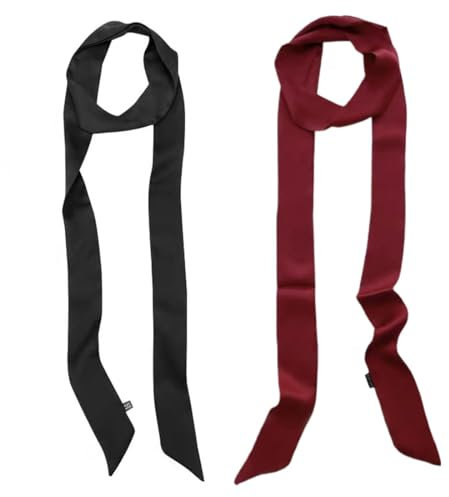 KGDUYC Gürtel Damen, Stoffgürtel Schwarz für Kleider, Seidenschal Haargummi Langhaargummi Knoten Haarschmuck, Beliebige Kombination (2 Stück)