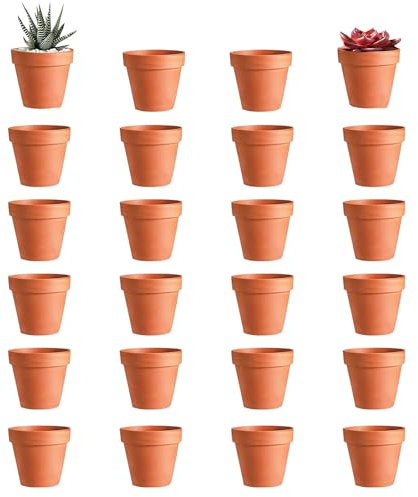 ACONDE 24 Pezzi Terracotta Pot, Piccoli vasi in Terracotta, 3.5x3 cm Pentole per Piante di Argilla, Mini Vasi da Fiori in Terracotta in Ceramica con Foro di Scarico, per Piante Succulente di Cactus