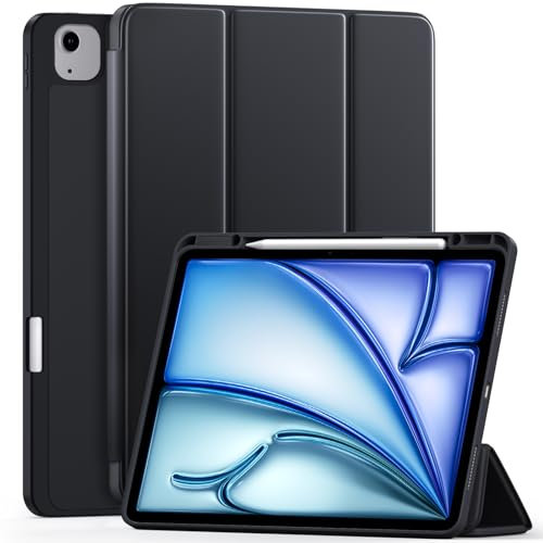 Vobafe Hülle für iPad Air 13 Zoll Hülle 2025 2024 M3 M2/iPad Pro 12.9 2022/2021(6./5. Generation), TPU Flexible Rückseite mit Stifthalter, Unterstützung Pencil Pencil Aufladung, Schwarz