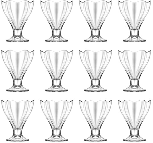 LAV 12x Klar 250ml Lily Eisbecher aus Glas - Klein Mini Küche Fruchtsalat Kleinigkeit Nachtisch Cocktail Pudding Portion Tasse Geschirr-Set