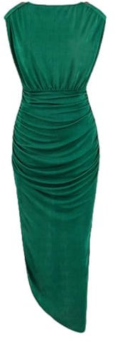 Sommer-Temperament-Kleid, Nachtclub, plissierter Seitenschlitzrock-LQ587-lv-L