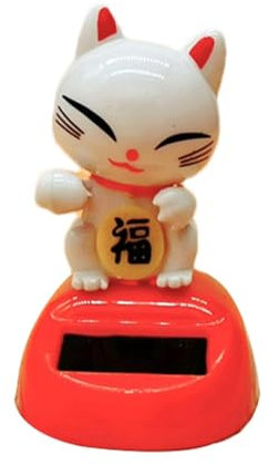 Figurine de chat à tête branlante pour tableau de bord - Décoration de voiture - Jouet mignon et amusant pour le bureau et la maison