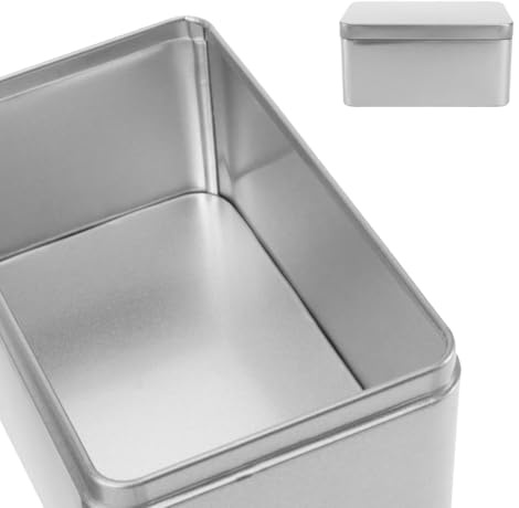 DOITOOL Tea Leaf Storage Container Rectangular Tinplate Box with Lid Metal Storage Tin for Candies Biscuits and Small Items Portable Home Box for Kitchen Pantry Travel