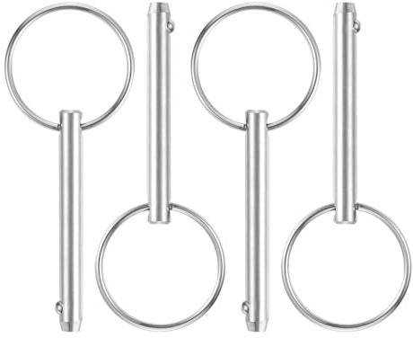sourcing map 4Pcs 6mmx38mm Quick Release Pins, 316 Stainless Steel Marine Hardware for Marine Mountain Seat, Ship Outfitting, Shipbuilding, Silver
