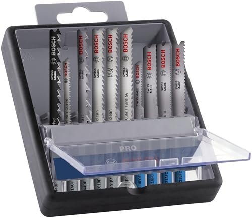 Bosch 10x PRO Wood and Metal Stichsägeblatt-Set, 10-tlg. (für Stahlbleche, Hartholz, Länge 100 mm, Professional Zubehör Stichsäge)