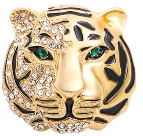 Strass Tiger Kopf Brosche Gold Pin Tier Revers Pin Charm Tier Mantel Kragen Brosche Vintage Punk Tier Tiger Kopf Corsage Brosche Pin Pin Für Männer Frauen Jacke Mantel