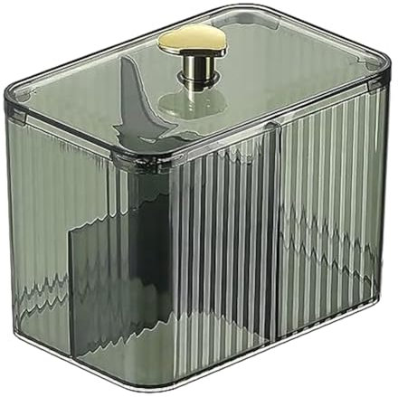 TORR Dispensador Hisopos AlgodóN, Soporte para Hisopos AlgodóN 3Rejillas con Tapa Transparente, Caja Almacenamiento con Soporte para Almohadillas AlgodóN Tipo Simple para CosméTicos, A