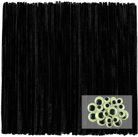 TOAOB Pfeifenreiniger Schwarz Basteln 100 Stück Chenilledraht 30 cm X 6mm | Biegeplüsch, Für Basteln und Dekorieren, DIY Kreatives Basteln, Kunst Handwerk, Gestalten von Tieren , Figuren Dekorieren