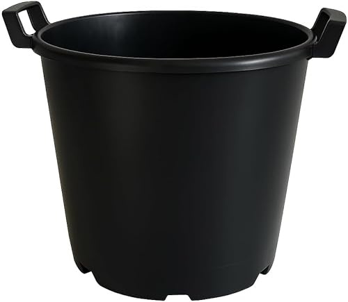 Muddy Hands 30 Litre Large Plastic Plant Pot with Handles – Heavy Duty Garden Container Planter for Shrubs, Trees & Outdoor Plants - Black (9)