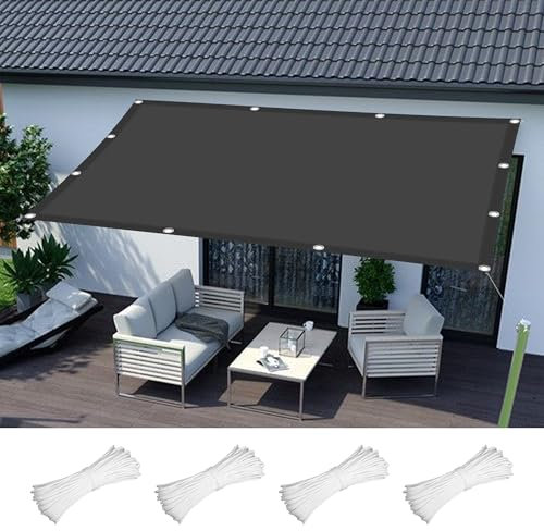 Sonnenschirm Segel Sonnenschutz Netz 2 x 4 m Windabweisend Reißfest UV Schutz Markisenstoff Balkonverkleidung inkl Befestigungsseile für Balkon Garten Terrasse, Dunkelgrau