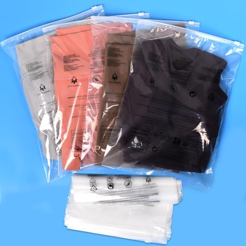 Verpackungsbeutel für Kleidung, 200 Stück, mit Reißverschluss, Plastikbeutel für Kleidung, transparente Bekleidungstasche für T-Shirt, Hemd, Dokument, 3 Mi