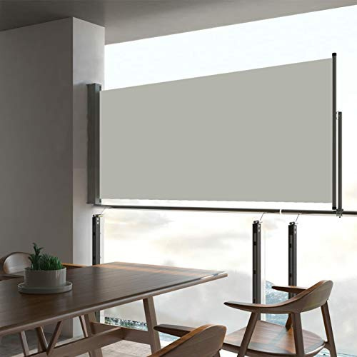 IKAYAA Toldo Lateral Retráctil, Separador de Ambientes Exterior, Tela Toldo Impermeable, Protección Solar, Viento, Privacidad, Toldos Exterior Terraza, Biombo Exterior60 x 300 cm Crema