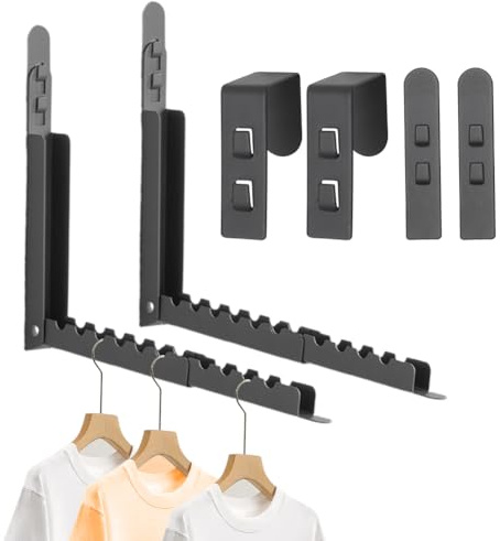 Wapasezyar Kleiderlüfter Klappbar, 2 Stück Wand Kleiderständer Wandhaken, Kleiderhaken Wandhaken Klappbar Aluminium, Kleiderstange Wandmontage für Balkon Badezimmer Waschküche