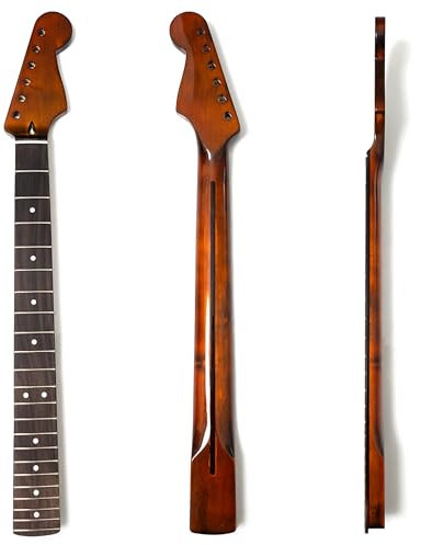 Premium Ahorn-Gitarrenhals für Fender Strat-Style Gitarren, kanadischer Ahorn mit Griffbrett aus Palisander, verstellbarer Halsstab, 22 mittelgroße Jumbo-Bünde, Knochenmutter