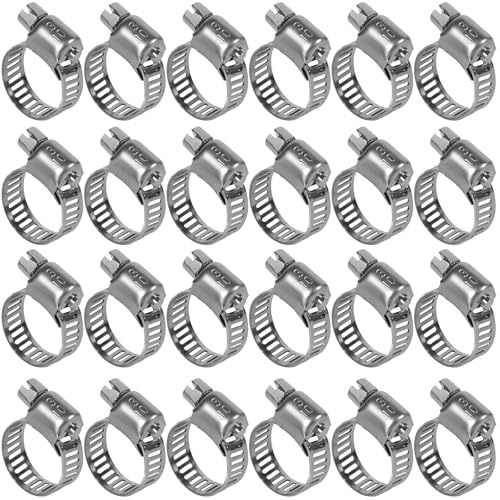 Lot de 24 colliers de serrage en acier inoxydable 10-16 mm - Colliers de serrage en acier inoxydable pour piscine, tuyau d'eau, bricolage et jardin