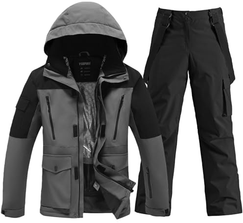 HOTIAN Ensemble veste et pantalon de ski pour homme Combinaison de neige chaude Imperméable Coupe-vent