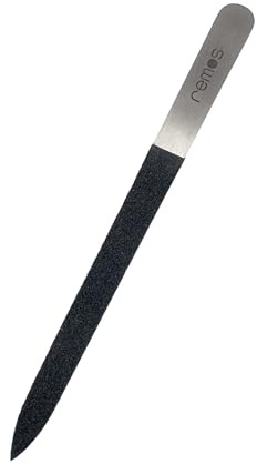 REMOS Diamantnagelfil av keramik – nickelfri och tillverkad i Tyskland | 15 cm fil i rostfritt stål med spets, fint och grovt kornig, hållbar och hygienisk