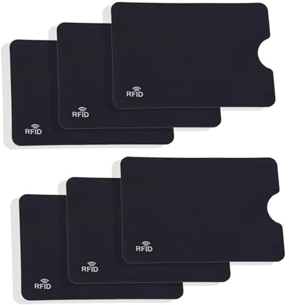 fKiZanthene Etui Carte Bancaire Anti Piratage avec Protection RFID, Lot de 6 Protège Carte Bleue Noir pour Wallet, Pochette Blocage NFC pour Crédit Identité et Transport