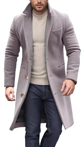 Herrars ullblandning hack krage trenchcoat tjock vinter varm affärer ytterrock vindjacka ull lång jacka