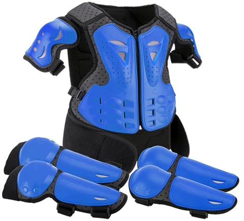 Abbigliamento da motociclista per bambini, Abbigliamento da motociclista per bambini 1 set protettivo regolabile antiurto traspirante Resistente per skateboard da bicicletta Dirtbike, B
