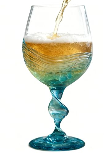 Genérico Copas De Vino - Cristalería Con Diseño De Del Mar | Copas de Champán | Para Hogar Vacaciones Familia Comedor Banquete Mujeres Hombres