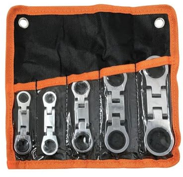 Set di 5 chiavi a cricchetto con manico ergonomico e testa flessibile, chiave combinata in acciaio, chiave inglese per riparazione hardware