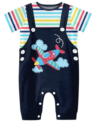 SFreeBo Infant Baby Boys Clothing Sets 2pcs Newborn Baby Cotton Romper Outfits Suit Toddler Kids Pyjamas Short Sleeves T-shirt Dungarees 0-24 Months