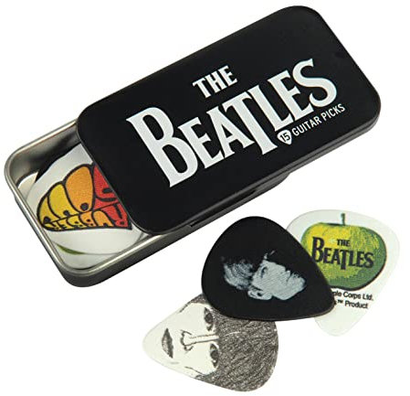D'Addario Beatles Gitarrenplektren mit Sammeldose, Medium, Logo, 15er Set