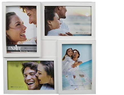 Out of the Blue - Cornice in plastica per 4 Foto - 94/2286-10 x 15 cm, Colore: Bianco