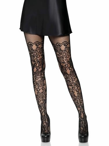 Leg Avenue Womens Floral Vine Fishnet Tights, O/S, Black
